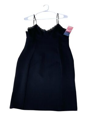 Bailey & June Black Lace Trim Slip Dress - Premium Ponte Knit - Size L